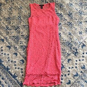 Forever 21 Coral Lace Overlay Dress